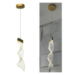 Pendente LED Espiral Acrilico com Dourado Moderno 3w Luz Amarela 3200K CD20240337D