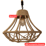 Luminaria Pendente Corda Rústico Moderno com Bocal E27 PC02
