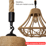 Luminaria Pendente Corda Rústico Moderno com Bocal E27 PC02