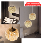 Pendente Led com Cristais cor Dourado Com 3 cores de Luz 8165
