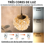 Pendente Led com Cristais cor Dourado Com 3 cores de Luz 8165