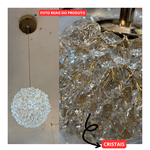 Pendente Led com Cristais cor Dourado Com 3 cores de Luz 8165