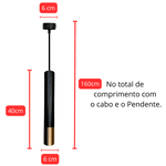 Pendente Piazzi Tubo Cilíndrico Modermo com Detalhe em Dourado 40cmX6cm - Marca AstraLED