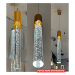 Pendente Led Tudo Bolhas Detalhe Dourado com 3 Cores de Luz 8130