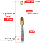 Pendente Led Tudo Bolhas Detalhe Dourado com 3 Cores de Luz 8130