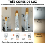 Pendente Led Tudo Bolhas Detalhe Dourado com 3 Cores de Luz 8130