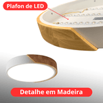 Painel Plafon de LED Sobrepor com Detalhe em Madeira 25W 3em1 Bivolt PSR