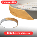 Painel Plafon de LED Sobrepor com Detalhe em Madeira 25W 3em1 Bivolt PSR