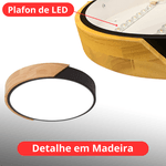 Painel Plafon de LED Sobrepor com Detalhe em Madeira 25W 3em1 Bivolt PSR