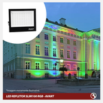 Refletor Slim RGB com luzes Coloridas controle remoto IP66 - Marca Avant 