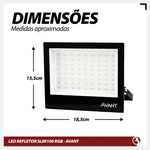 Refletor Slim RGB com luzes Coloridas controle remoto IP66 - Marca Avant 