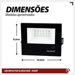 Refletor Slim RGB com luzes Coloridas controle remoto IP66 - Marca Avant 