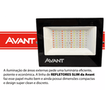 Refletor Slim RGB com luzes Coloridas controle remoto IP66 - Marca Avant 