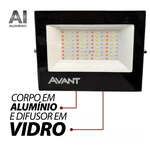 Refletor Slim RGB com luzes Coloridas controle remoto IP66 - Marca Avant 