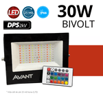 Refletor Slim RGB com luzes Coloridas controle remoto IP66 - Marca Avant 