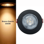 Spot Preto Led De Embutir Redondo 5w Bivolt Avant