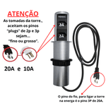 Torre de Tomada Automática com 2 Tomadas Aceita Pinos 2p e 3p de 10a e 20a Renna