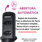 Torre de Tomada Automática com 2 Tomadas Aceita Pinos 2p e 3p de 10a e 20a Renna