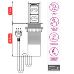 Torre de Tomada Automática com 2 Tomadas Aceita Pinos 2p e 3p de 10a e 20a Renna