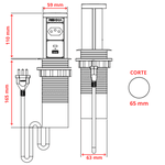 Torre de Tomada com Uma Tomada + USB A / C e com o Carregamento Por Indução Renna