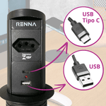 Torre de Tomada com Uma Tomada + USB A / C e com o Carregamento Por Indução Renna