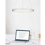 Lustre Pendente Aro Aluminio Branco Led 20w Bivolt Ø40cm