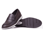 Sapato Casual Loafer Calçar Em Couro Macio Premium Forrado em Couro - Café