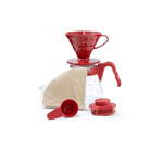 Conjunto Kit V60 02 Vermelho Hario com 40 Filtros
