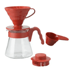 Conjunto Kit V60 02 Vermelho Hario com 40 Filtros