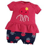 Romper bebê vermelho poá e àgua viva Kyly
