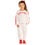 Conjunto moletom off white e vermelho estampado