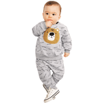 Conjunto bebê moletom mescla ursinho e calça saruel