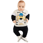 Conjunto bebê moletom mescla bichinho óculos e calça preta