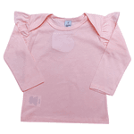 Jardineira Pink Ursinho e Blusa Manga Longa Rosa Claro