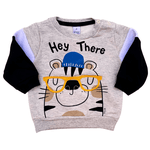 Conjunto bebê moletom mescla bichinho óculos e calça preta