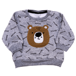 Conjunto bebê moletom mescla ursinho e calça saruel