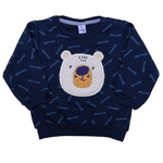 Conjunto bebê moletom azul marinho ursinho e calça saruel