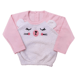 Conjunto bebê moletom rosa claro pelúcia ursinho