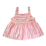 Conjunto Blusa Rosa Melancia e Short Branco Kiki e Mily