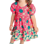 Vestido creme rosa neon floral Fakini 