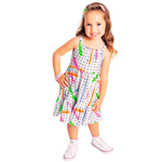 Vestido branco caça palavras neon Fakini 