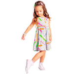 Vestido branco caça palavras neon Fakini 