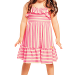 Vestido rosa neon listras Fakini 