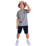 Conjunto camiseta mescla bolso e bermuda azul marinho Fakini 