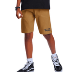 Conjunto camiseta preta estampada e bermuda bengaline caqui Fakini 