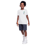 Conjunto camiseta branca summer e bermuda azul marinho Fakini 