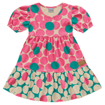 Vestido creme rosa neon floral Fakini 