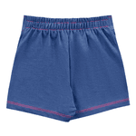 Conjunto blusa branca corações e short saia azul tipo jeans Fakini Playground