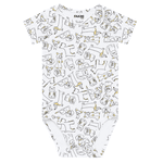 Jardineira Azul Marinho E Body Branco Cachorrinhos Fakini