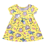 Vestido bebê amarelo estampado Fakini